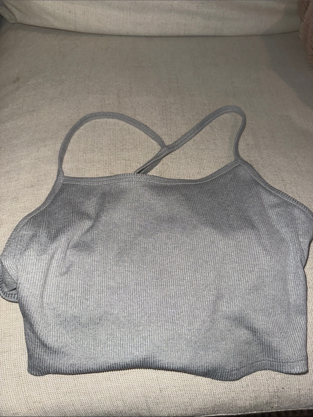 ALO Yoga Ribbed Strappy Crop Tank - Gray